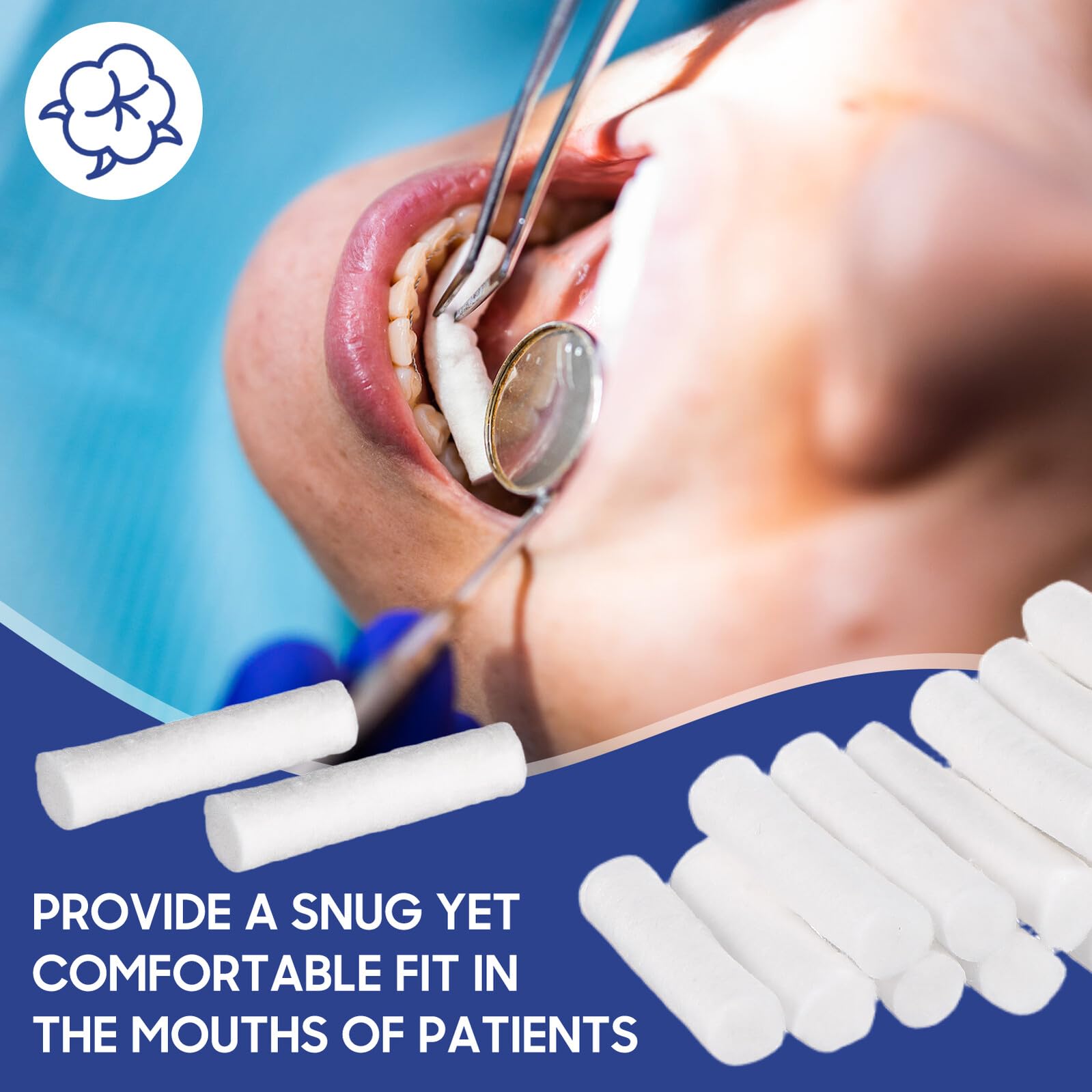 Tiras de Algodón Dental 5 Piezas 8x38mm Ligeras y Resistentes | Alta Absorción Hemostática, Uso en Lavado Bucal, Hogar y Clínicas Dentales, Ligero y No se Rompe Fácilmente