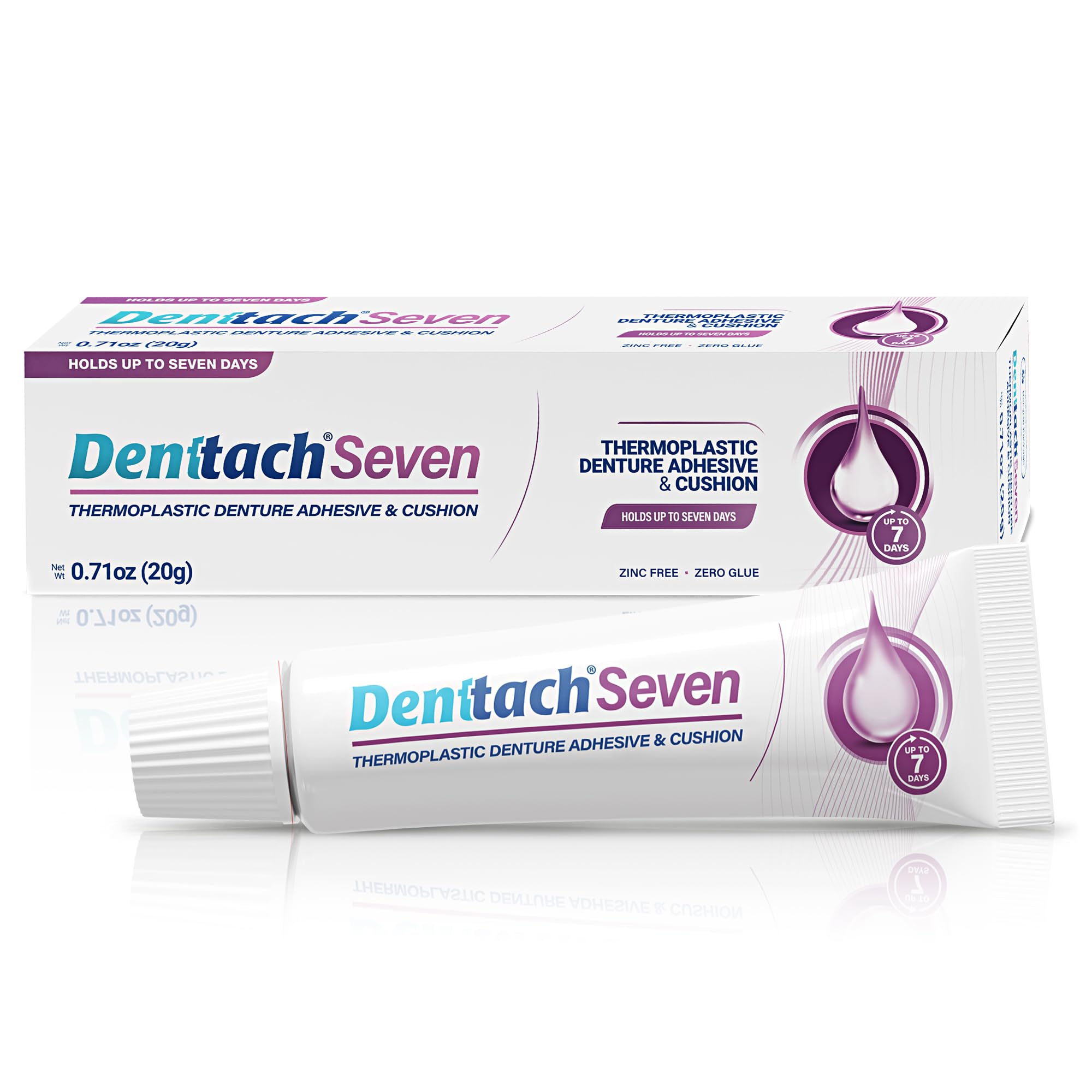 Denttach Denture Adhesive, Thermoplastic Denture Adhesive, Cushion and Reliner, Comfortable, Secure Denture Hold, Up to 7 Days, No Glue, Zinc Free, Long Grip Denture Reliner