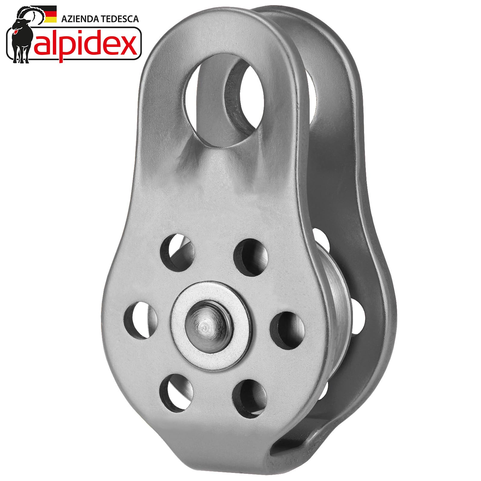 ALPIDEX Carrucola 22 KN | Carrucola Fissa | Bozzello per Carrucola | Standard EN12278 | Corde Fino 13 mm di Diametro | Paranco per Funi | Pulegge Paranco Fune