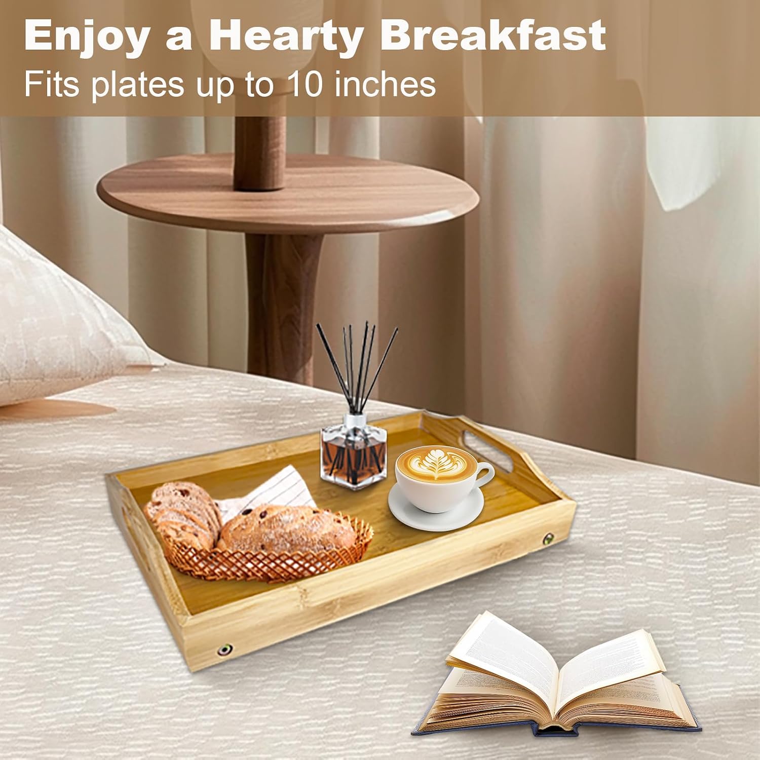 Thick&Thin Bed Tray Table with Folding Legs, Breakfast with Handles for Eating, Bed, Sofa, Working, Plant Cultivation Tray, TV Table, Sturdy and Lightweight