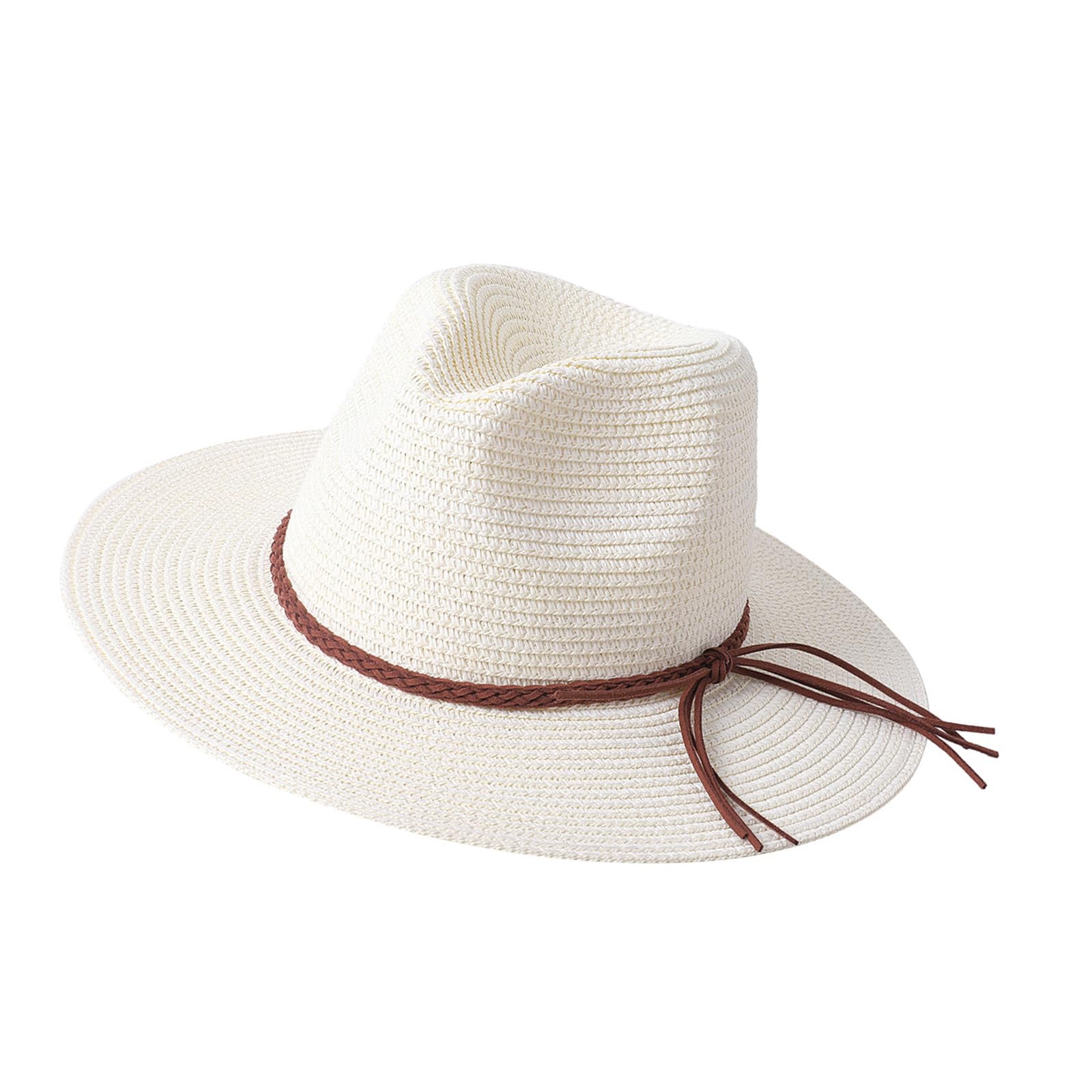 Sbshiouu Straw Panama Hat Woven Tassels for Women Men Photo Props Western for Men Women Unisex Wear Milk White