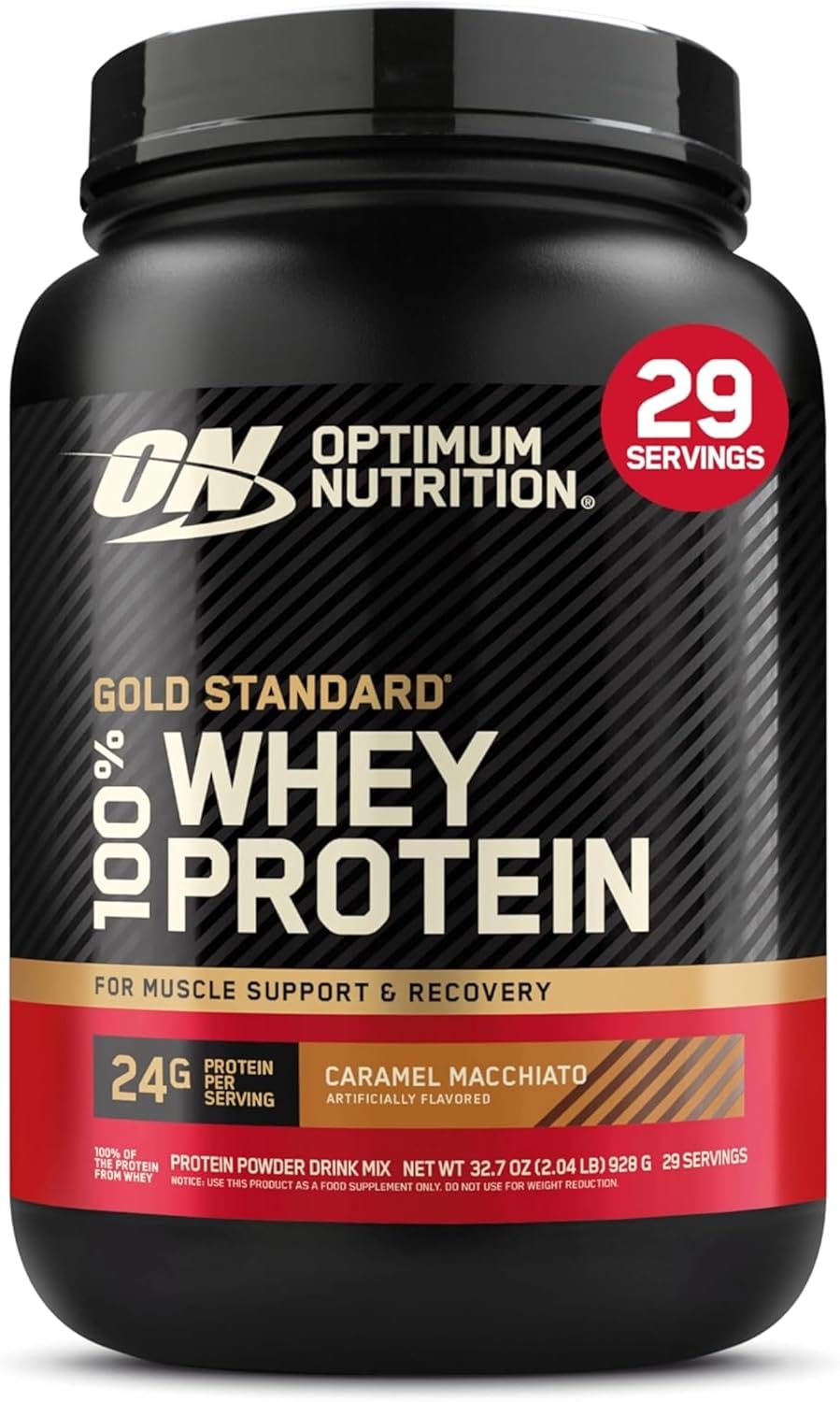 Gold Standard 100% Whey Protein Powder | Whey Protein Isolate Sourced, Fast Digesting | 24g Protein, 5.5g BCAAs | Low Carb, Low Sugar, Gluten Free | 29 Servings, 2LB (Caramel Macchiato)