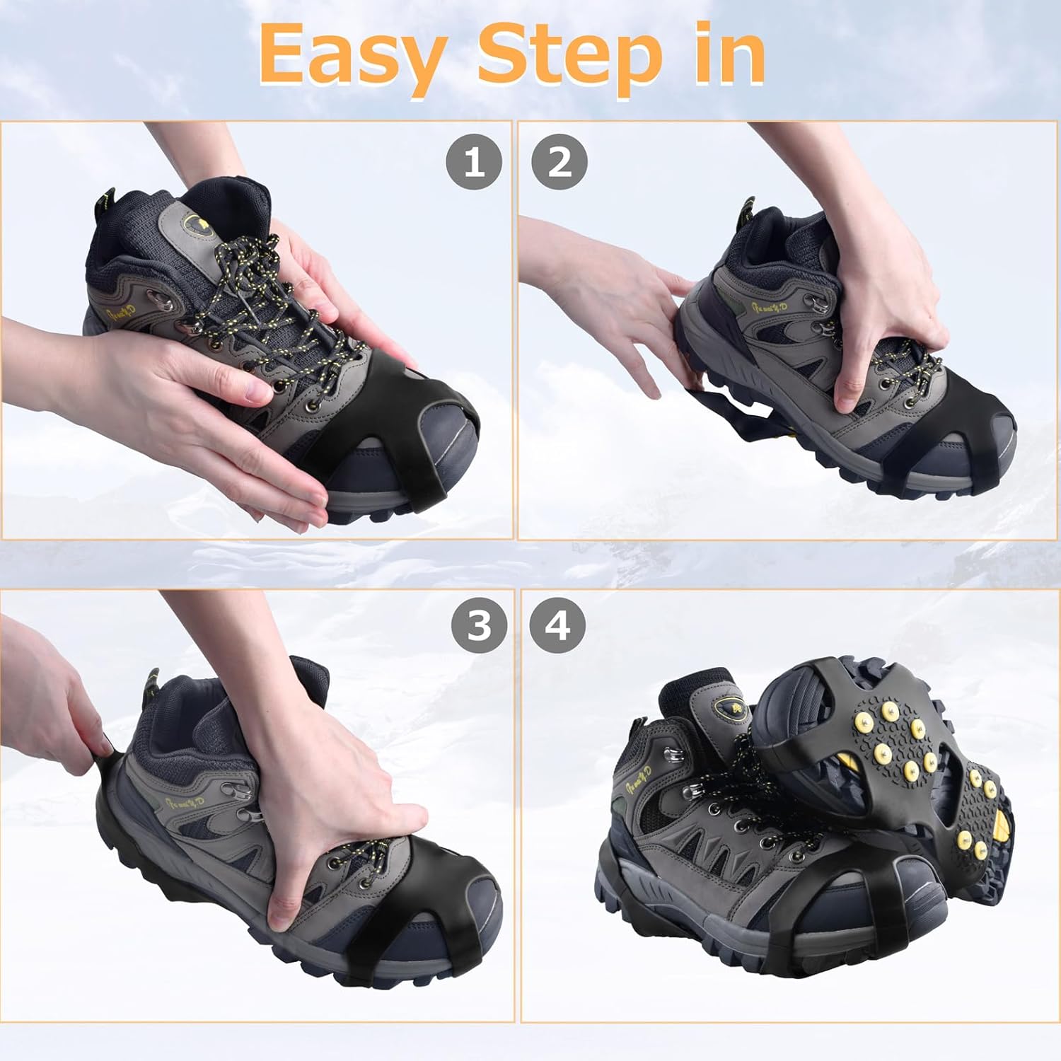 Azarxis Walk Traction Ice Cleat Spikes Crampons with 10 Spikes Snow Grips Stretch Footwear Traction for Walking, Jogging, Climbing, Hiking on Snow and Ice