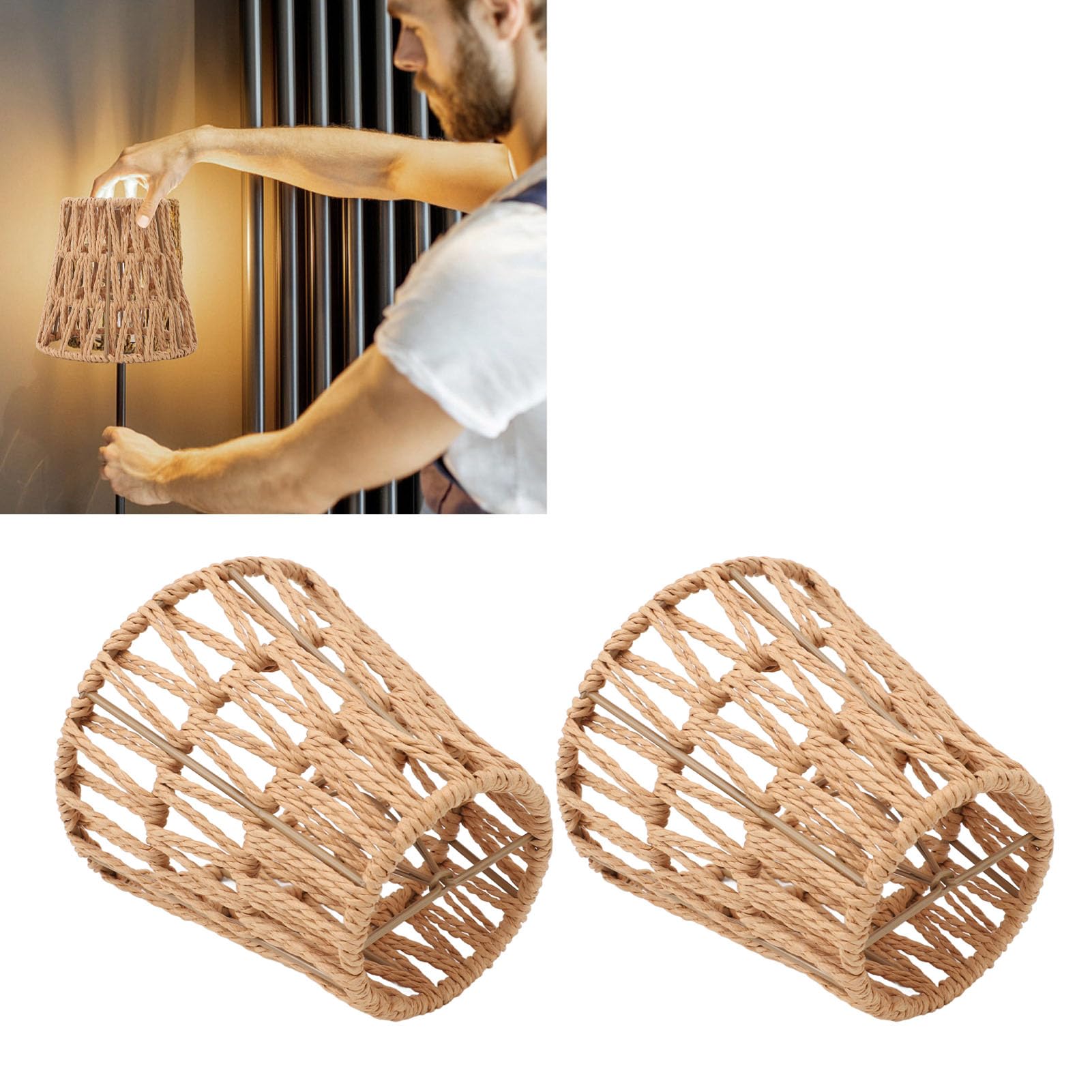 Osasy Paralume in bambù intrecciato Boho per plafoniere, paralumi in rattan, lampade da terra per interni, copertura per lampade a tamburo/cilindro, paralume di ricambio per paralumi tradizionali Osasy Paralume in bambù intrecciato Boho per plafoniere, paralumi in rattan, lampade da terra per interni, copertura per lampade a tamburo/cilindro, paralume di ricambio per paralumi tradizionali