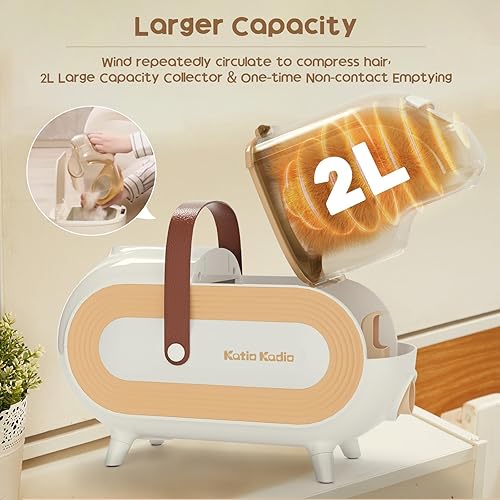 Vista 5 de Katio Kadio Aspiradora de aseo de mascotas para perros – Kit de aspiradora de aseo de perros de bajo ruido de 60 dB para aspirar el 99% de cabello