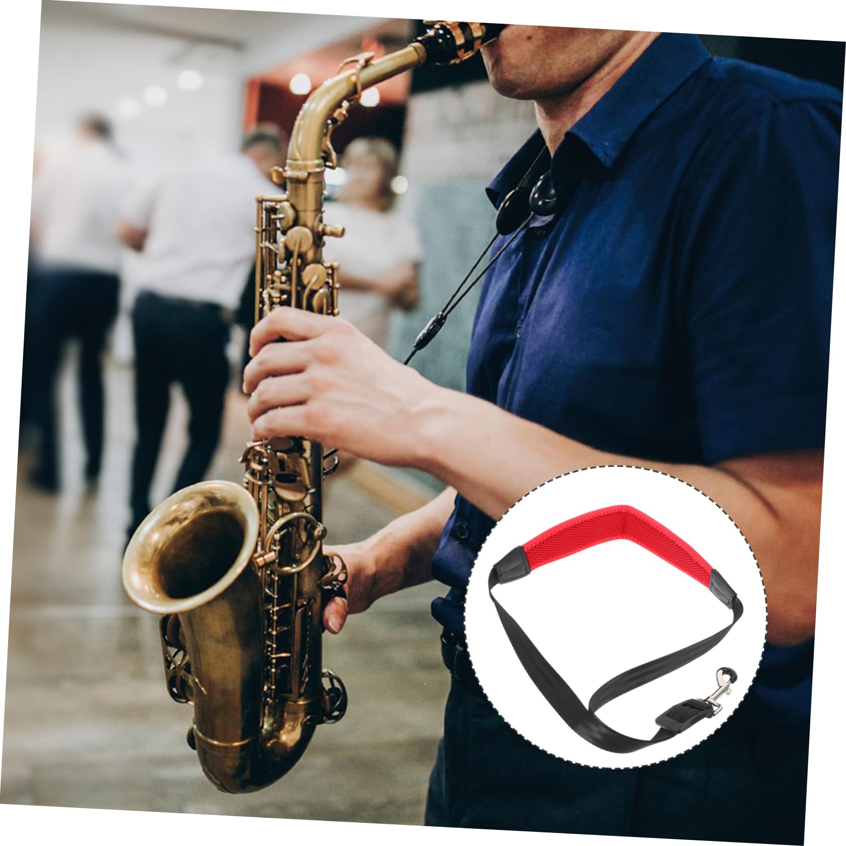 FUNOMOCYA Adjustable Saxophone Neck Strap for Alto and Tenor Saxophones Saxophone Harness with Hook Comfortable and Durable Saxophone Straps for Travel and Performance