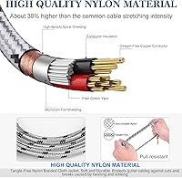 Vista 3 de Cable TRS de instrumento de 1/4 de pulgada de 3.3 pies, paquete de 2, cable de audio de un cuarto de pulgada, línea de interconexión equilibrada