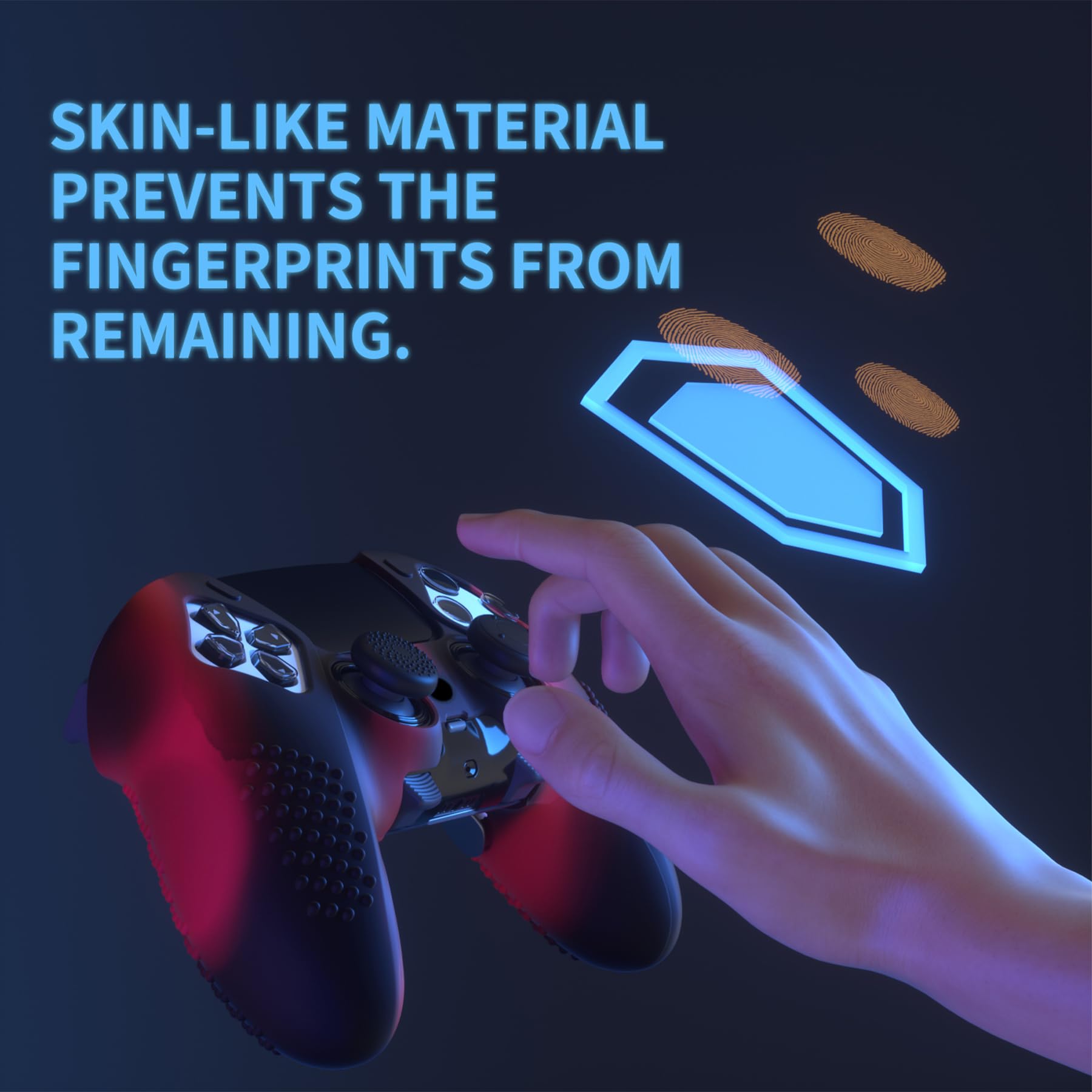 PlayVital Funda de Silicona Antideslizante para ps5 Edge - Carcasa Protectora con 6 Tapas de Joysticks, Cubierta de Goma Tacto Suave, Protector de Mando, Diseño 3D Tachonado (Negro&Rojo)