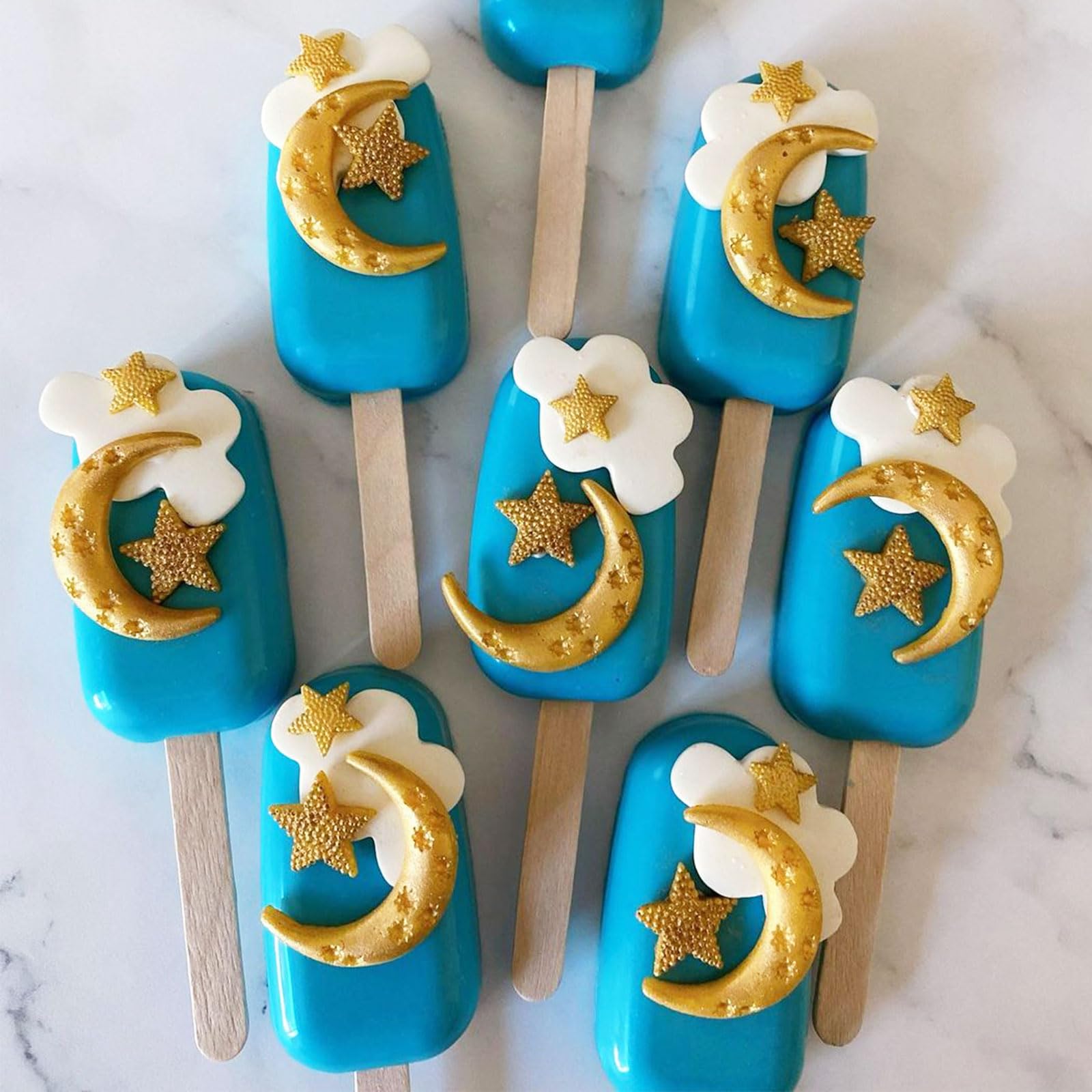 Moldes de silicona para fondant de oso, 5 unidades, molde de chocolate con forma de nubes de estrella y luna para baby shower, molde de cuentas para decoración de pasteles, caramelos, cupcakes