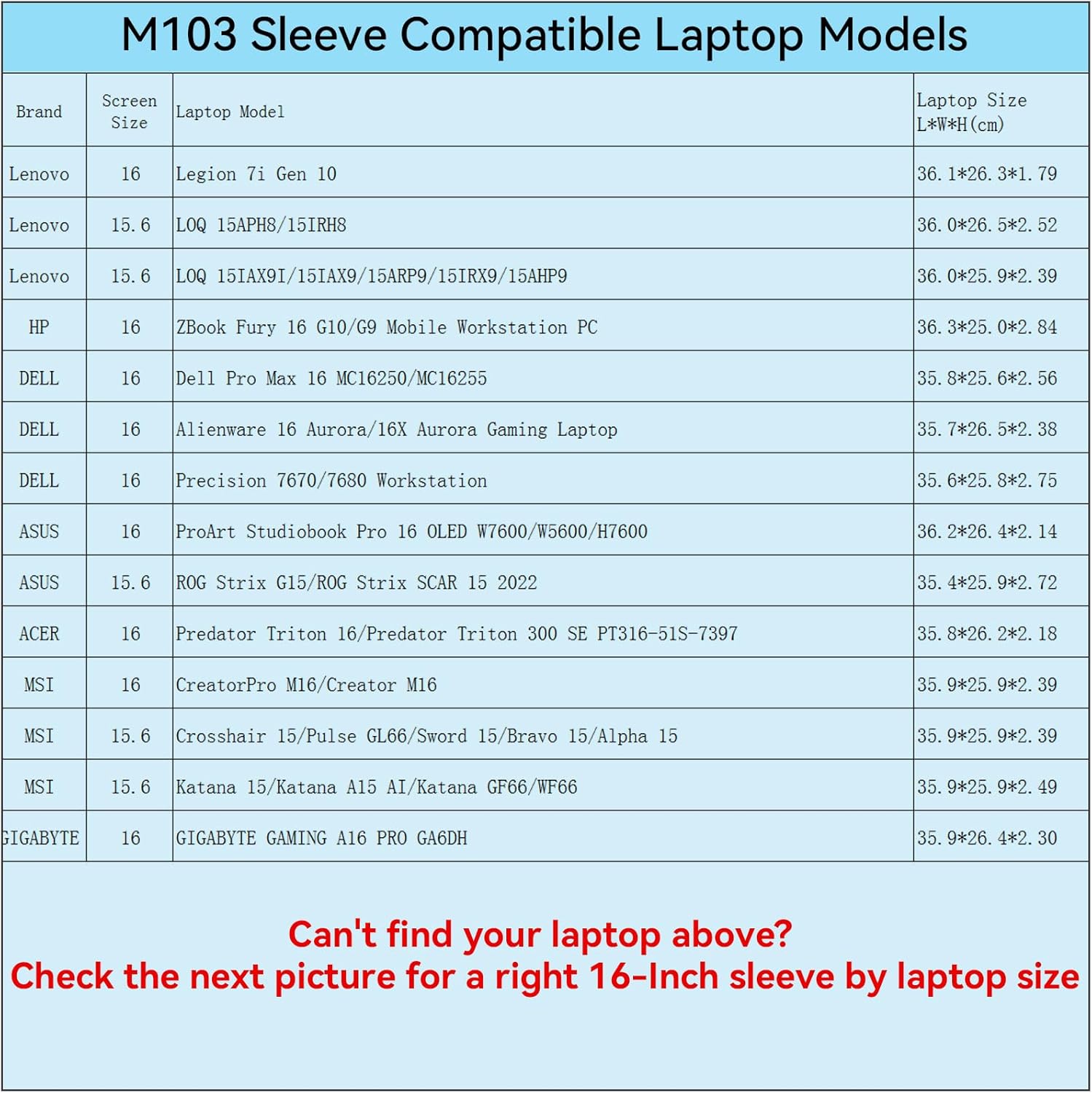Smatree M103 Hard Protective 15.6 inch Laptop Sleeve Case Compatible for Lenovo LOQ, HP ZBook Fury 16, Alienware 16X/16, Dell Pro Max 16, ASUS ProArt/ROG Strix, for ACER MSI Katana Crosshair(X8303)