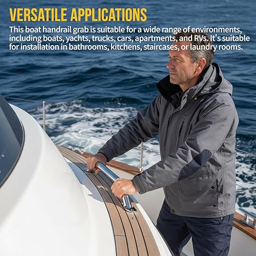 Miniatura 3 de 2PCS Boat Handrail Grab Handle Polished Stainless Steel Round Tube - 12" Long Marine Grab Handle