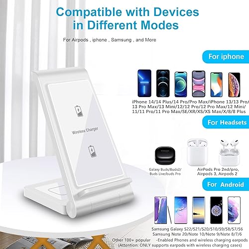 Miniatura 4 de Cargador inalámbrico de 25 W, estación de carga inalámbrica plegable 2 en 1 para Apple iPhone 1514131211ProSEX8Airpods, PDKUAI 15W soporte de carga