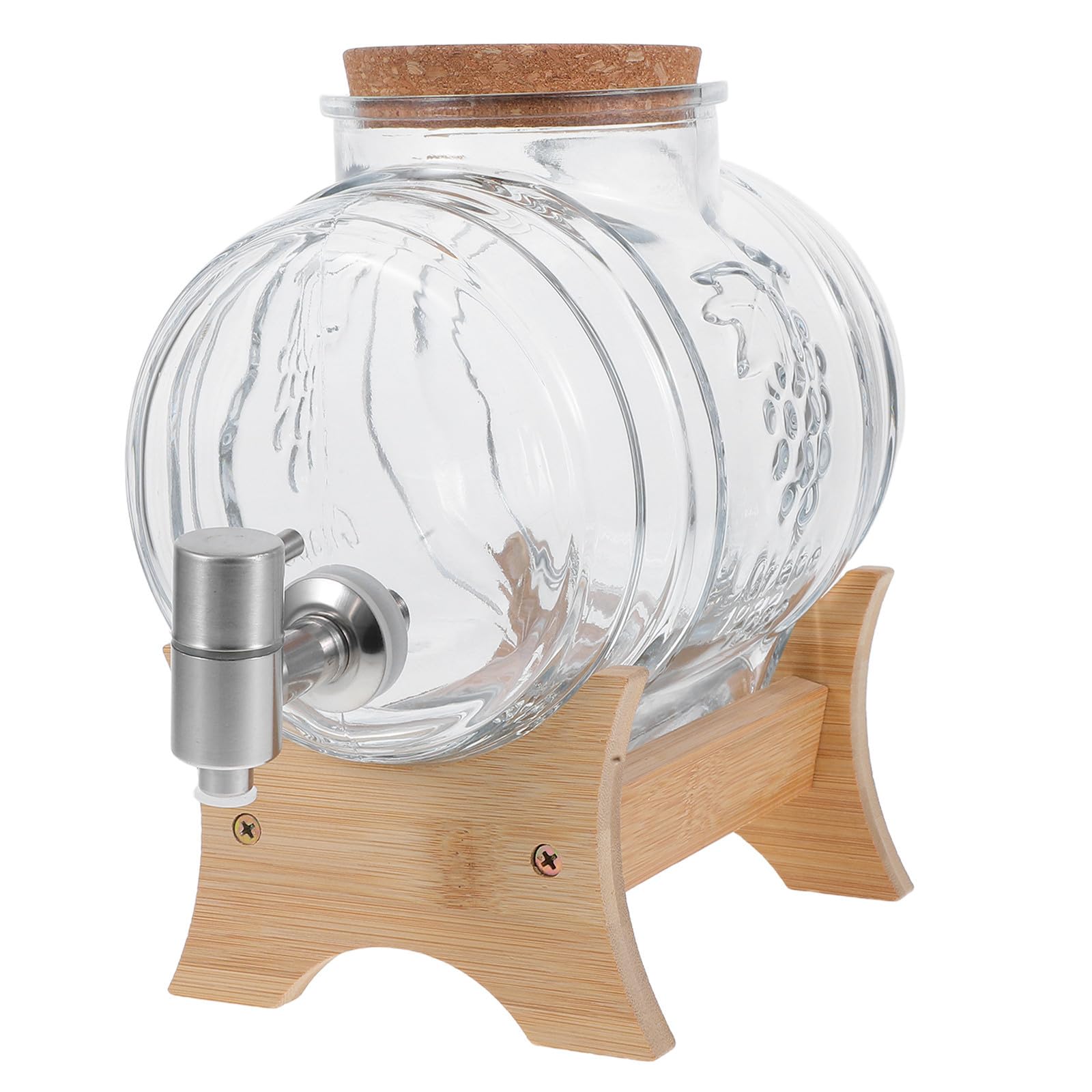 Distributore Bevande con Rubinetto in Vetro 101oz Stile Vintage | Coperchio in Bambù, Acciaio Inossidabile, per Vino e Alimenti, Uso in Riunioni e Feste