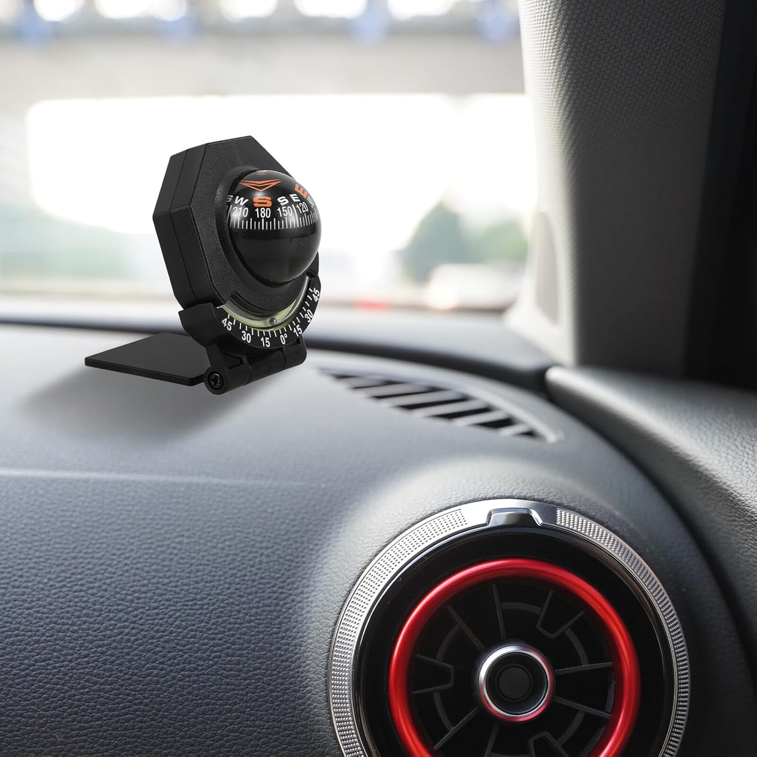 Luminous Foldable Car Compass Ball with Dash Mount, High-Precision Vehicle and Marine Orienteering Compass for Hiking and Navigation
