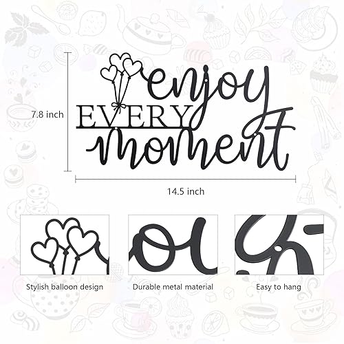 Miniatura 2 de OYEFLY Letrero de pared de metal, decoración de pared de pasillo con palabras de metal (negro)