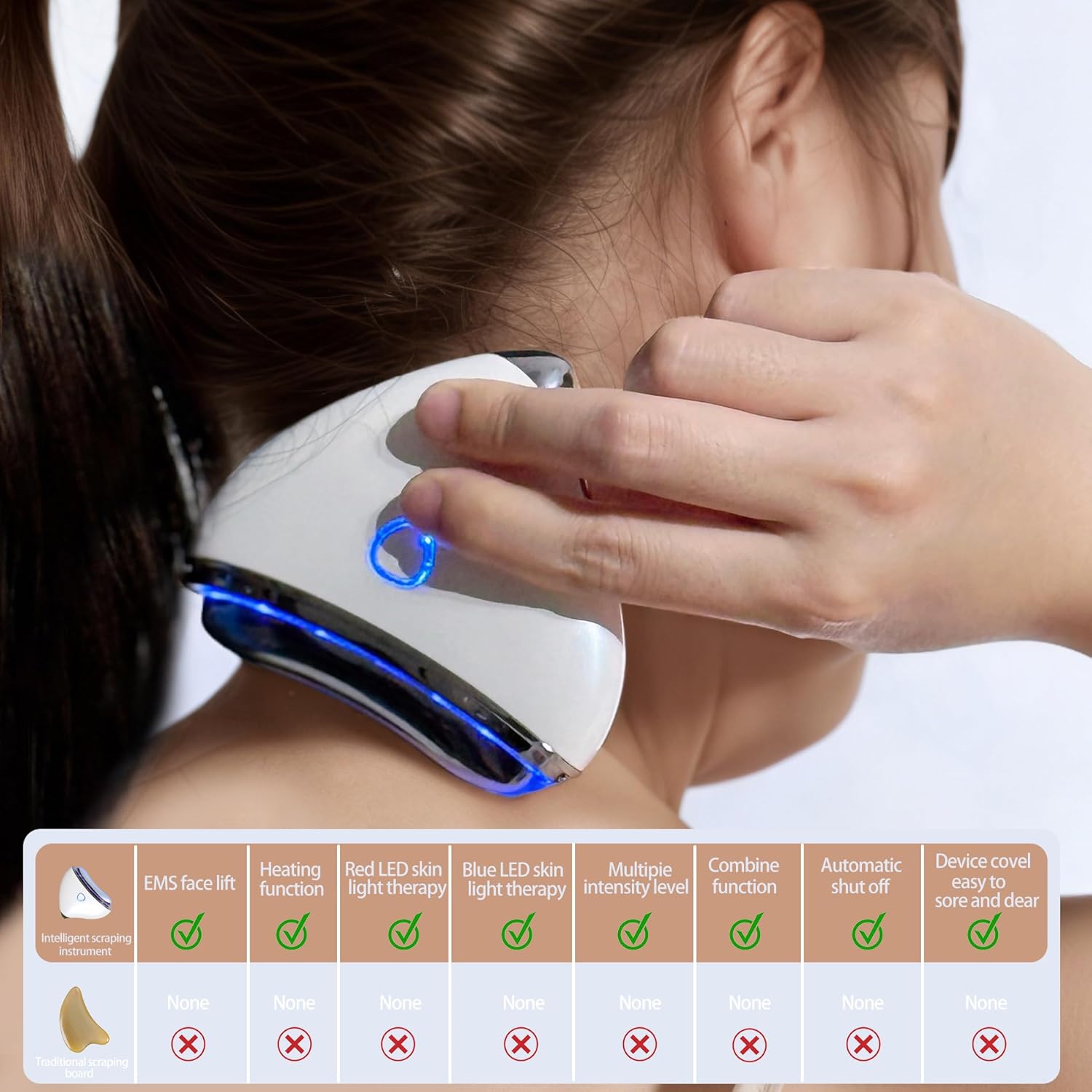 Gua Sha Device,Stainless Steel Gua Sha Facial Tools with Heat and Vibration, 4-in-1 Red Light Therapy for face,Electric gua sha face Massager, Pocket-Friendly Household Beauty Device - Image 5