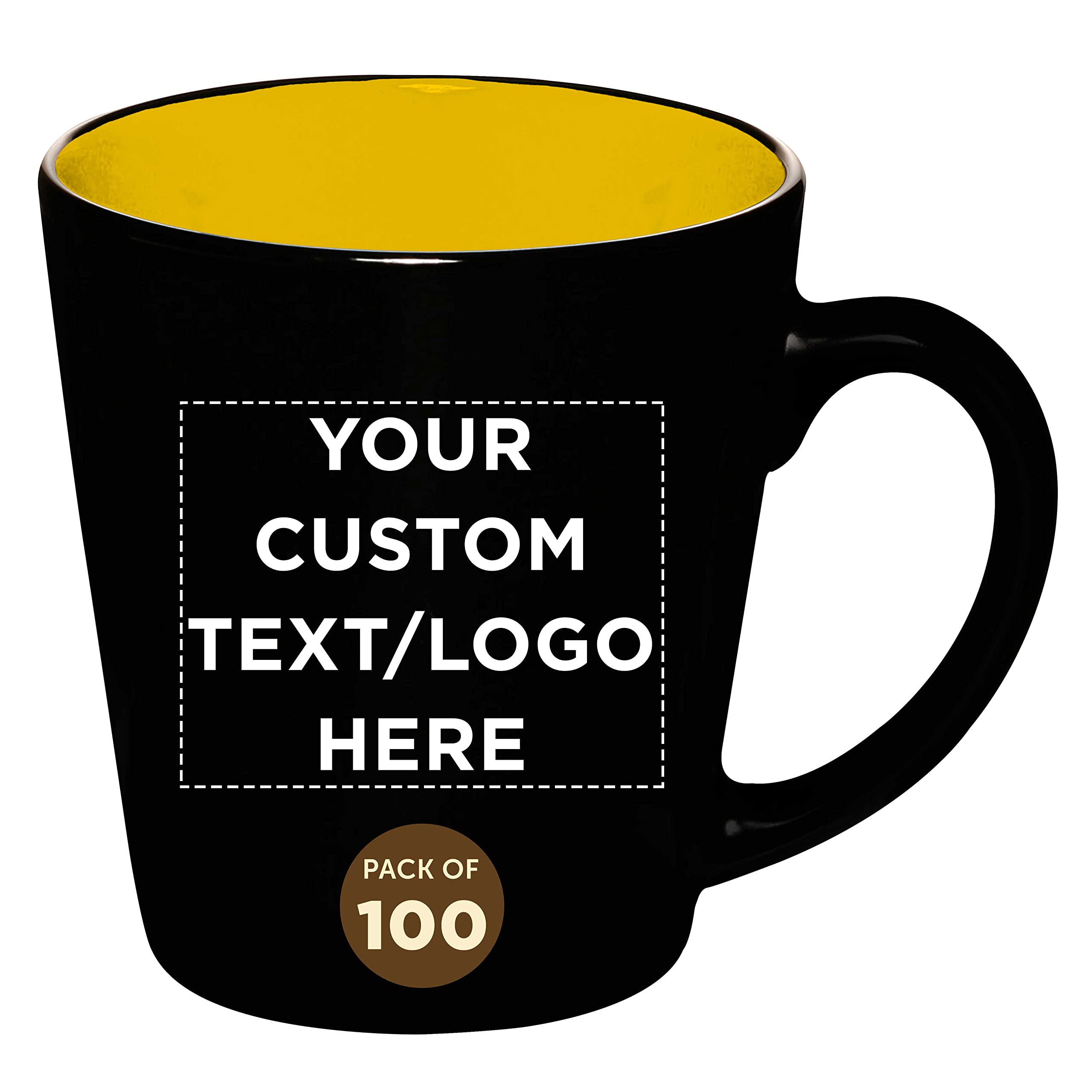Custom Ceramic Coffee Latte Mugs 12 oz Set of 100 Personalized Bulk Pack - Perfect for Coffee Tea