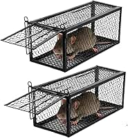 2 Ratoeira Gaiola Grande para Captura de Ratos e Ratazanas, Armadilha de Metal Reutilizável e Segura para Controle de Roedores em Ambientes Internos e Externos, Sem Veneno, Fácil de Armar