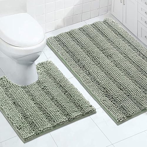 Miniatura 11 de Turquoize Tapetes de baño de felpilla, lanudos, antideslizantes, extrasuave y absorbente, 24 x 36 pulgadas, color marfil Marfil,Paloma,Salvia,Azul