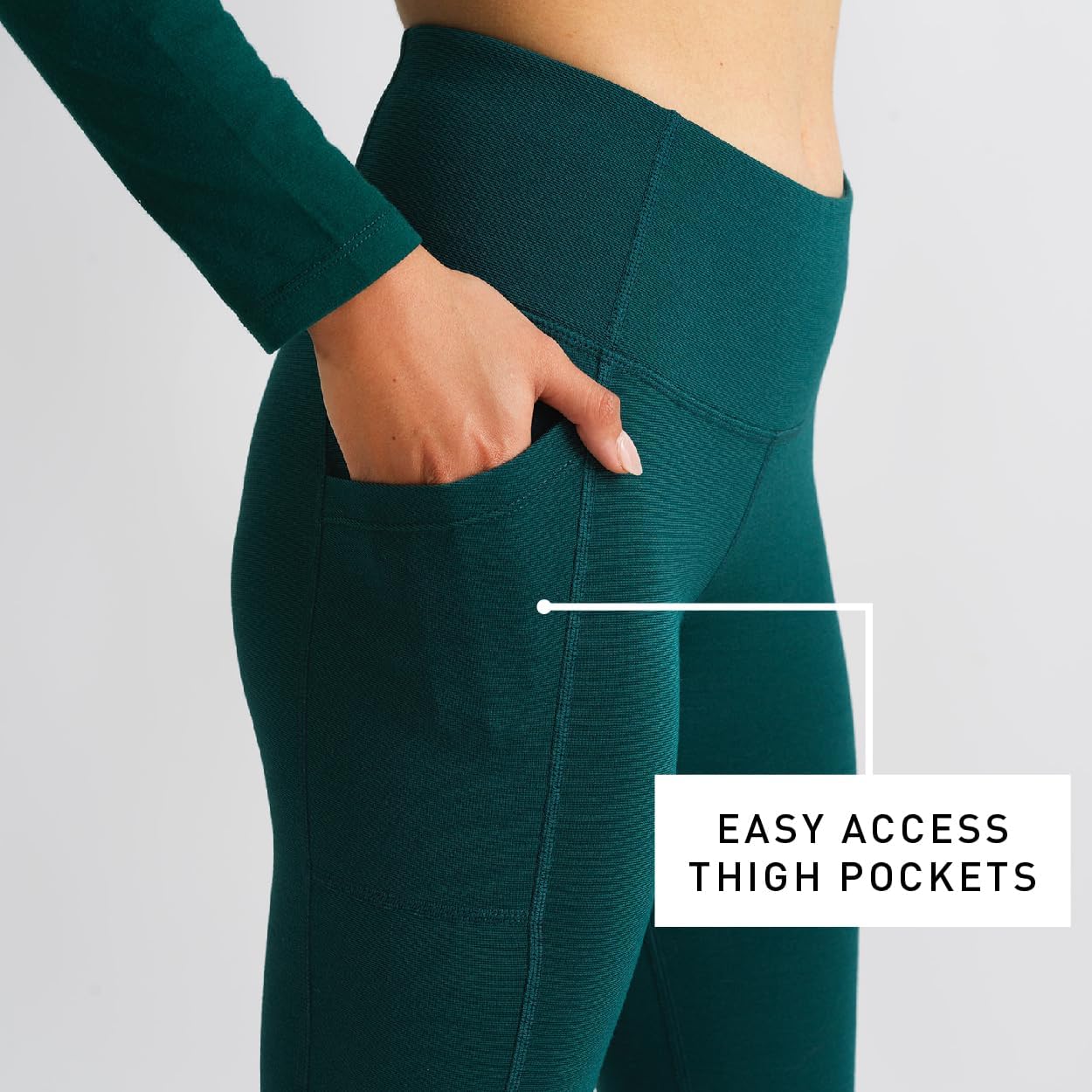 IBEX Women's Lizzi Wool Leggings with Pockets | Tummy Control Compression Yoga Pants for Women | Thermal High Waist Leggings