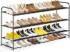 MISSLO 2 Tier Long Shoe Rack for Closet Shoe Organizer Holds 18-Pairs, Wide Low Stackable Shoe Storage Shelf for Bedroom Floor, Men Boots, Women Heels, Kids Sneakers (Grey)
