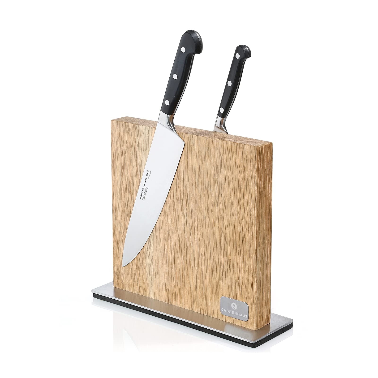 ZassenhausMagnetic Oak Knife Block for Kitchen Counter - Natural Wood Stand, 11" x 3.5 - Knife Holder & Storage - Magnetic Storage