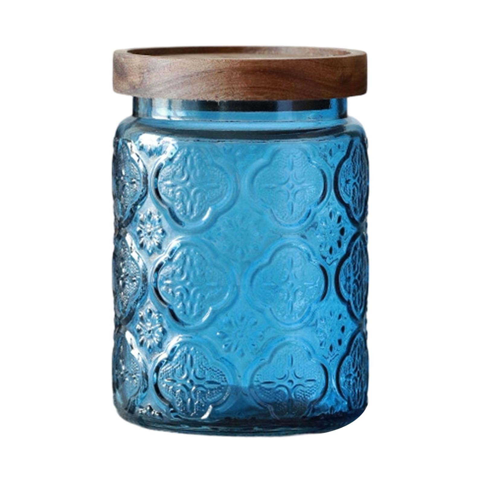 alloneslife Glass Jar for Food Storage Candies Embossed Sealed Airtights Wooden Lid Food Preservation Jar