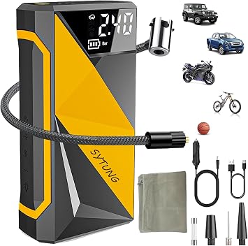 Tyre Inflator 150PSI Cordless Tyre Air Compressor Rechargeable with 6000mAh Battery Digital Display LED Light, 12V Electric Air Pump for Car Tyres and Other Inflatables