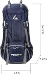 60L Waterproof Lightweight Hiking Backpack with Rain Cover, Outdoor Sport Travel Daypack for Climbing Camping Touring