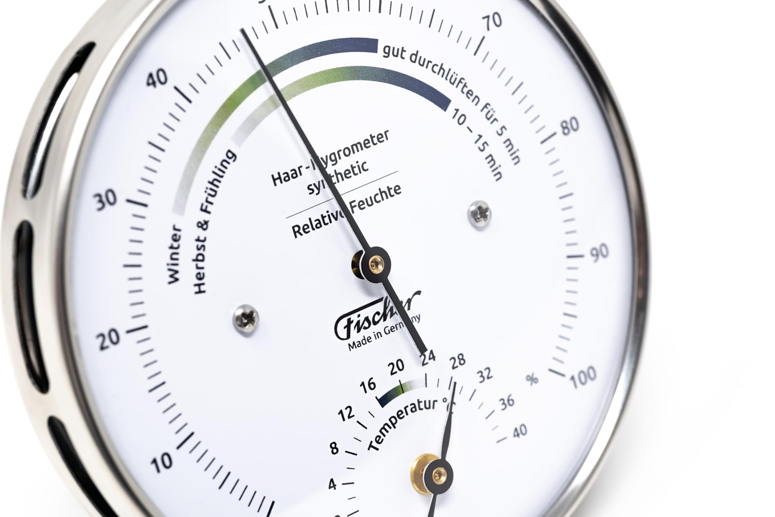 Fischer 122.01HT-01, hygromètre et thermomètre d'intérieur, acier inox