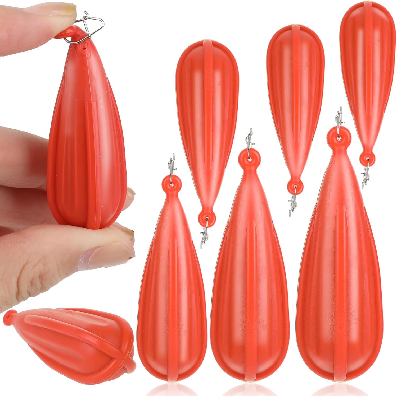 6 PCS Fishing Practice Plugs 6 Sizes Bait Casting Practice Plug Soft PVC Bait Casting Plug PracticePlug Weight Castings Plugs for Kids Improving Castings Skills, Orange