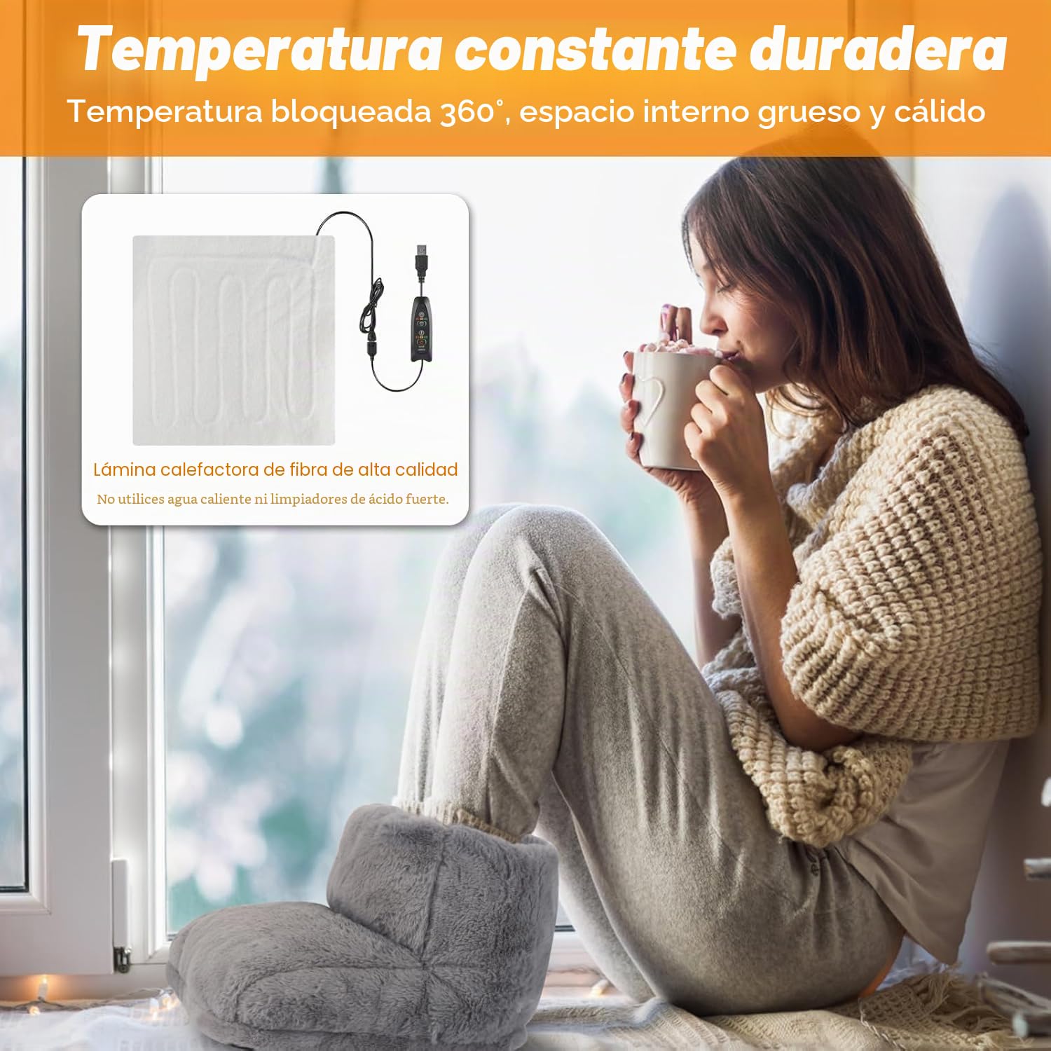 Calentador de pies eléctrico, calentador de pies con 3 niveles de temperatura, calefacción eléctrica para pies, apagado automático y protección contra sobrecalentamiento, forro interior