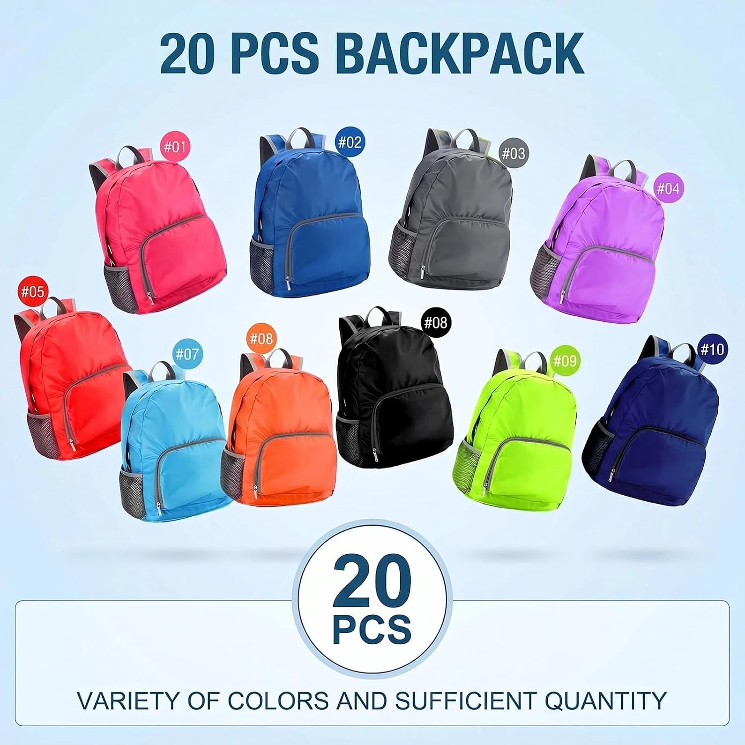 20 Pcs 17” Foldable Backpacks Bulk, 10 Colors Colorful Lightweight Bookbags Lightweight Backpacks for Outdoor Travel (20) image 3