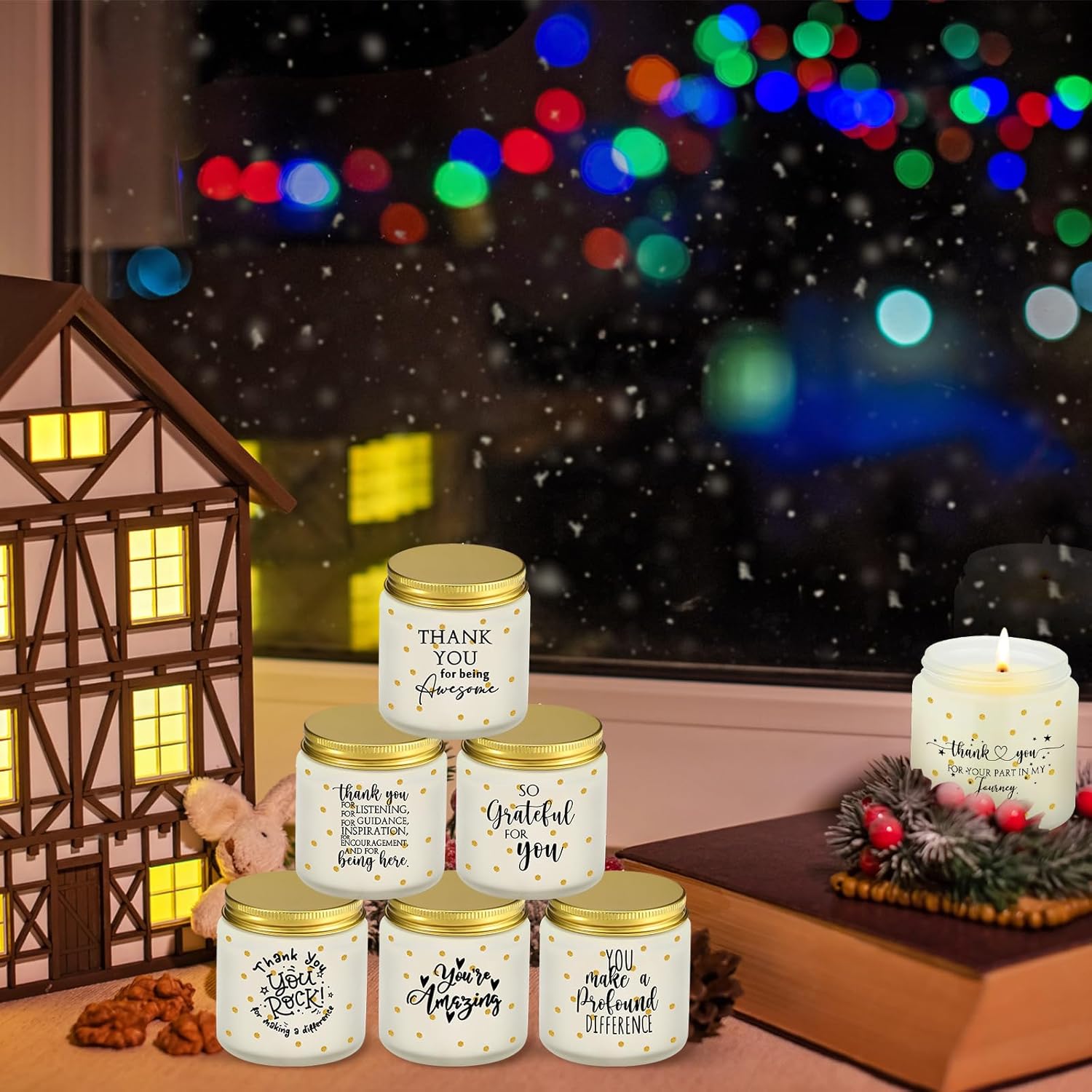 Roowest 20 Pcs Thank You Candle 3.5 oz Easter Employee Appreciation Gifts Bulk Soy Wax Jar Inspirational Candle for Coworkers Team Staff Office Nurse Teacher, 10 Scent(Fresh Scents)