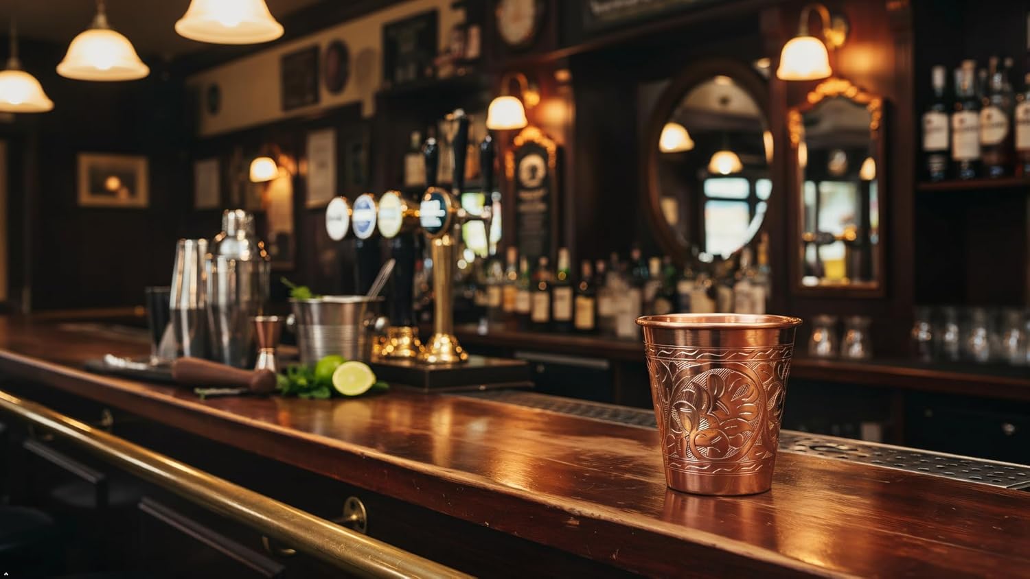 CC Series (18 oz) - Super Heavy Weight Drinking Cups or Serving Cold Beverages and Cocktail Mugs, Handmade Unlined Uncoated 100% Pure Copper Tumblers (Engraved-Tulip)