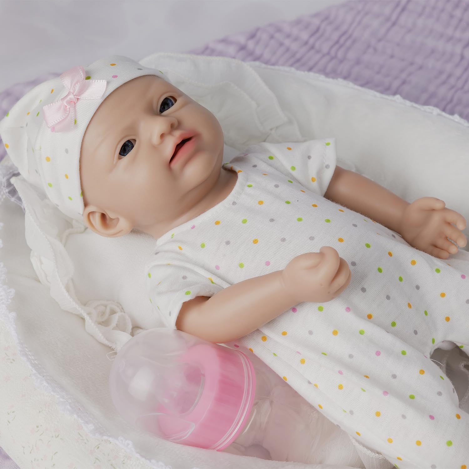 Muñeca Bebé Reborn De Silicona De Cuerpo Entero IVITA - 17 Cm, Boca Abierta, Ojos Azules Intercambiables