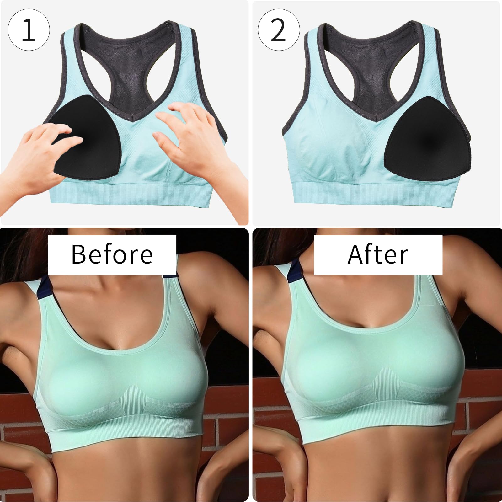 Mozeat BH-Einlagen und Bikini-Pads - Wasserfeste Push-Up BH-Polsterung - Herausnehmbare Unterwäsche-Einsätze für Sport-BH
