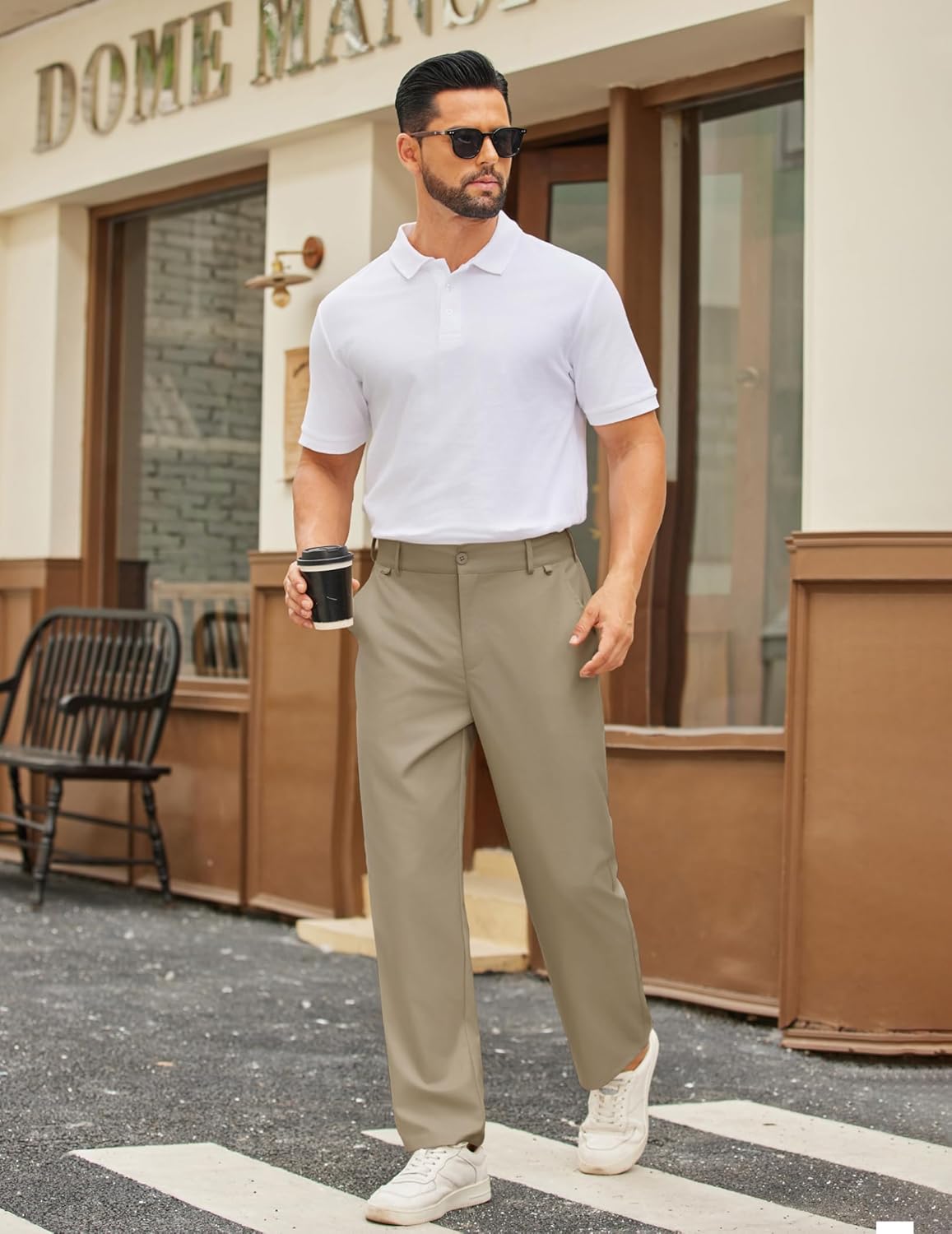 COOFANDY Mens Casual Chino Pants Classic Fit Stretch Wasit Khaki Trousers Business Casual Dress Pants - Image 4