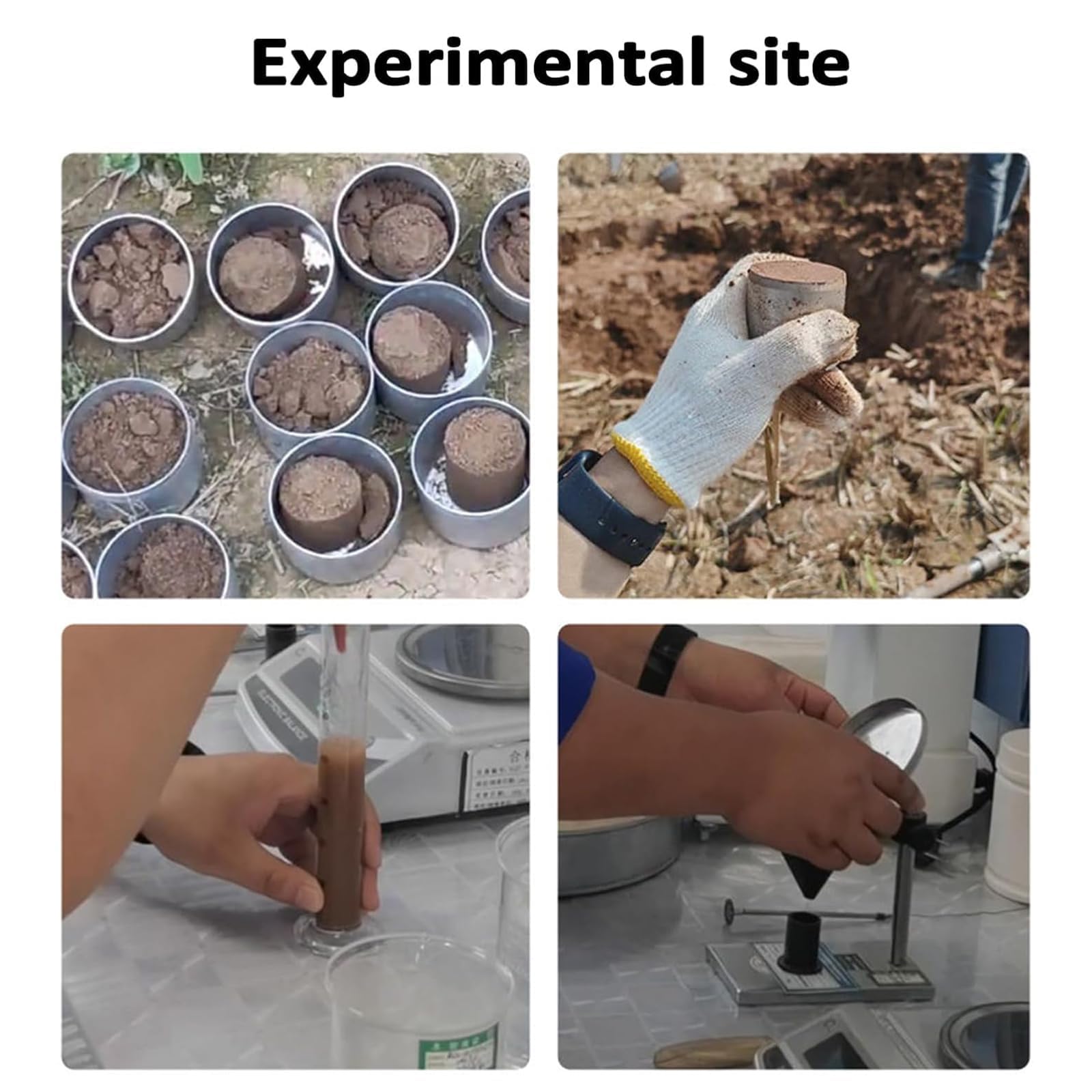 Tester di umidità del suolo - Kit per test del suolo con imbuto e misurino per analisi geotecnica del contenuto di umidità