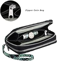 Vista 3 de HAWEE - Cartera para teléfono celular, con dos cierres y correa larga extraíble para la muñeca, para mujer