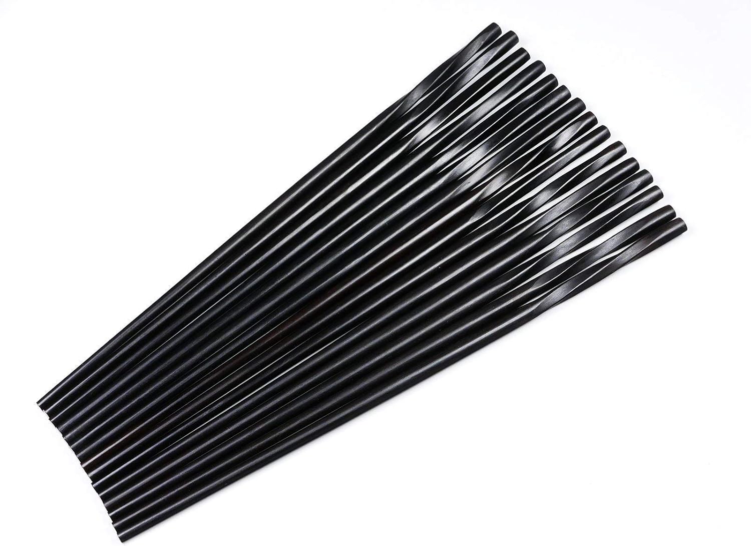 5 Pairs Natural Ebony wood African Blackwood Spiral Chopsticks Reusable for Women - 10 Inch Handmade Classic Feminine Style - Non-slip Round Handles - Polished High-Gloss Finish - Box Set Gift