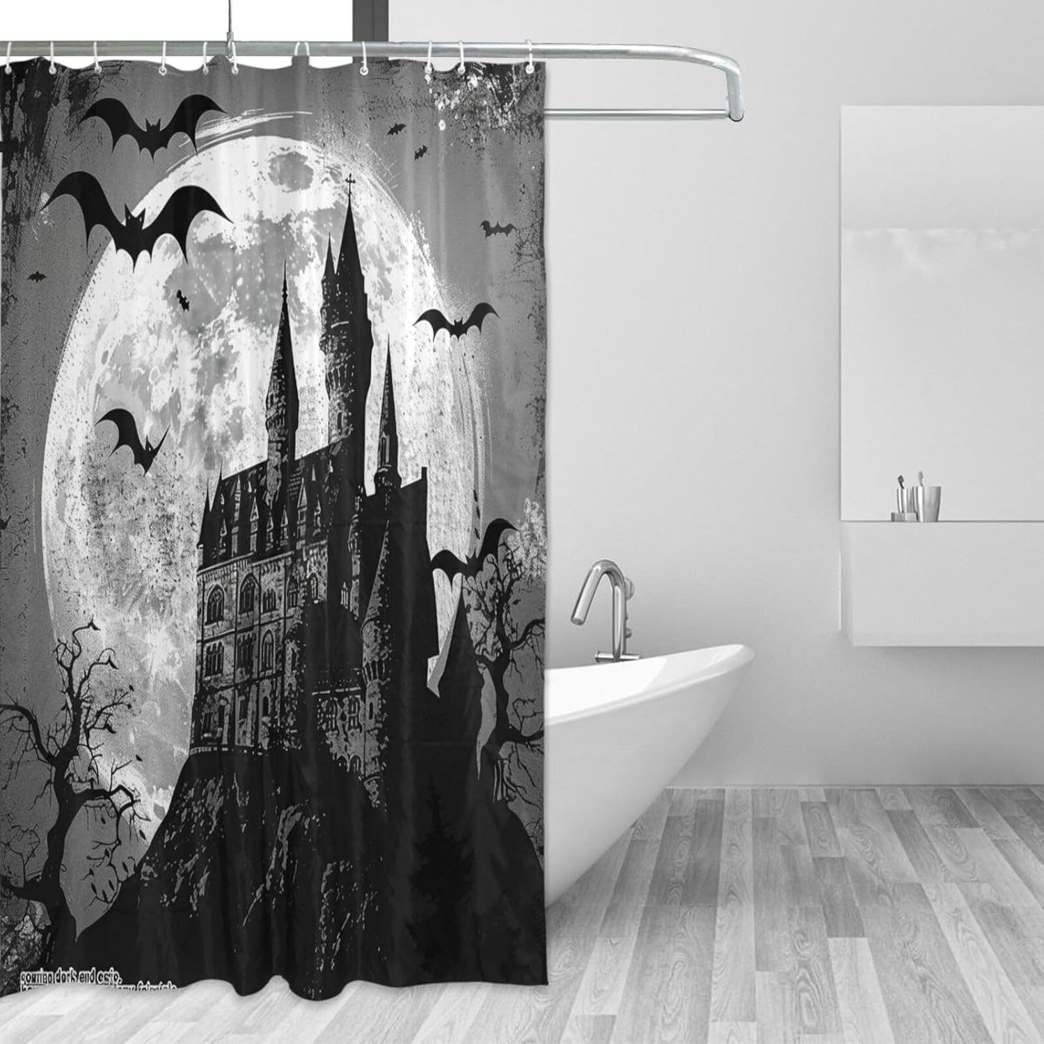 66x72 Inch Waterproof Material Bathroom Curtain with Hook Old Castle Gothic Horror Style Polyester Fabric Machine Washable Long Shower Curtain Liners for Bathroom Decor