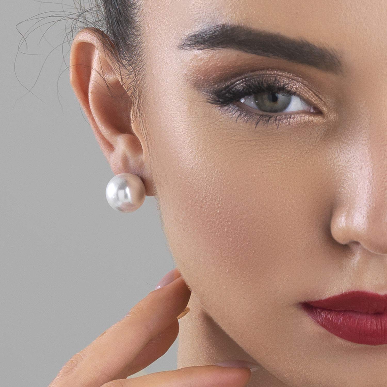 inSCINTILLE Pendientes de Perla con Cierre Mariposa – Plata de Ley 925 con Baño de Rodio – Mujer Hombre Niña – Estuche de Regalo Incluido