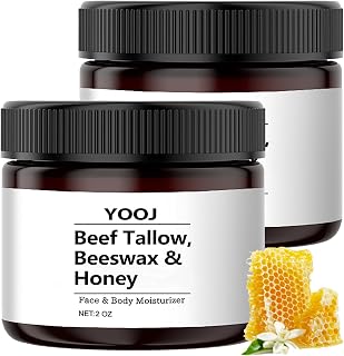 Yooj Beef Tallow Beeswax and Honey Face Moisturizer, 2 Oz Plausibley Tallow & Honey Skin Balm, Organic Beeswax&Honey Face and Body Moisturiser Cream, Natural Moisturizing Beef-Tallow for Skin (2)