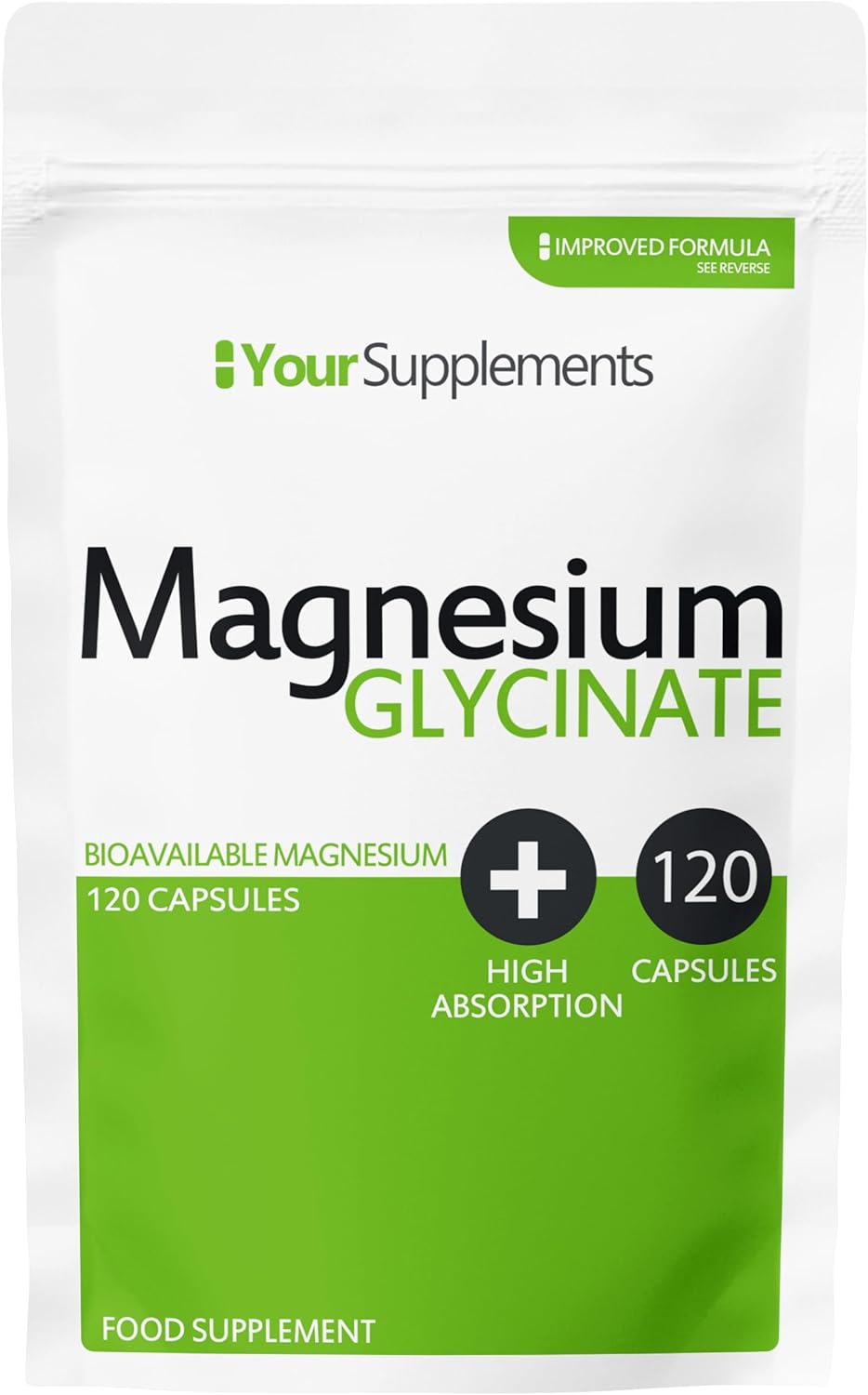 Magnesium Glycinate by Your Supplements | UK Made | True Unblended Bisglycinate | 120 High Absorption Capsules | Suitable for Vegetarians & Vegans
