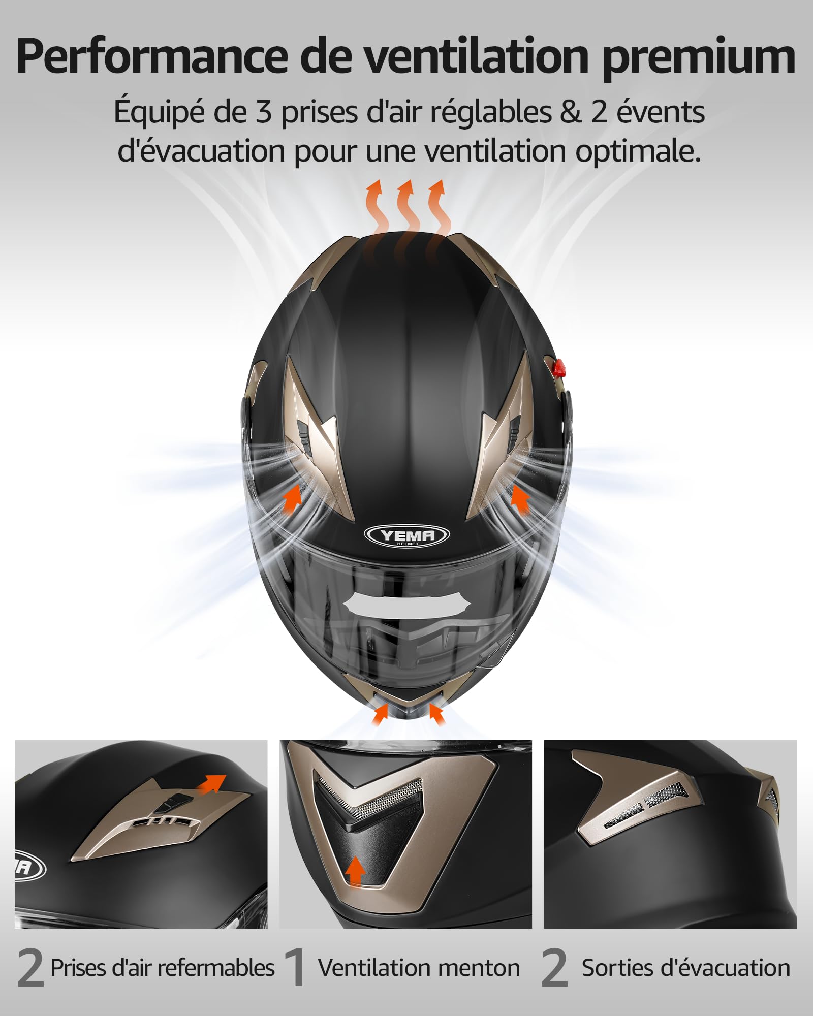 YEMA Casco Modulare Moto Integrale Scooter YM-926 Caschi Modulari Motorino Integrali ECE Omologato Donna Uomo con Doppia Visiera Parasole