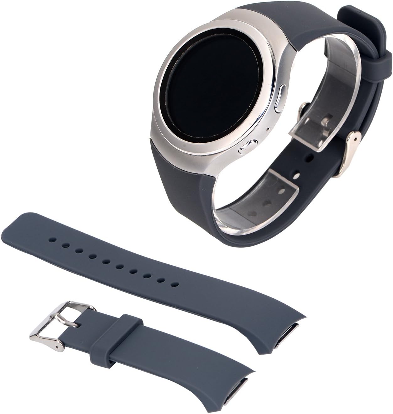 Replacement For Samsung Gear S2 Watch Band - Soft Silicone Sport Replacement Band for Samsung Gear S2 Smart Watch SM-R720 SM-R730 Version Only Dark Gray