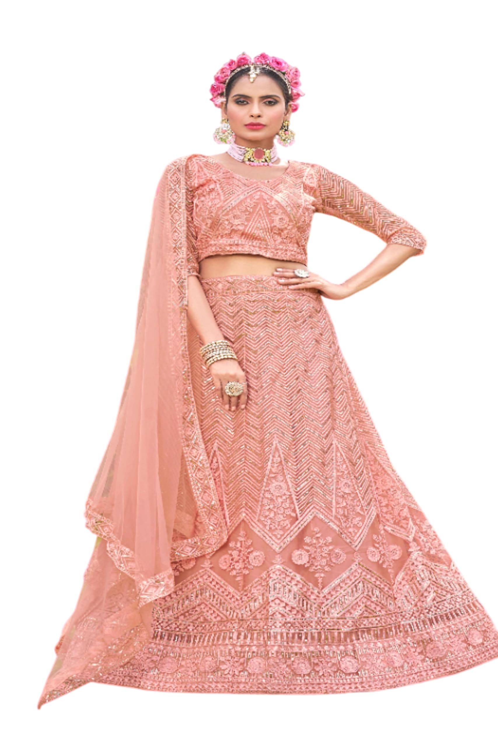 varni fabrics: a lady's first love VARNI FABRICS Graceful Beauty Embroidered Net Lehenga with Delicate Net Fabric Blouse-picture-45