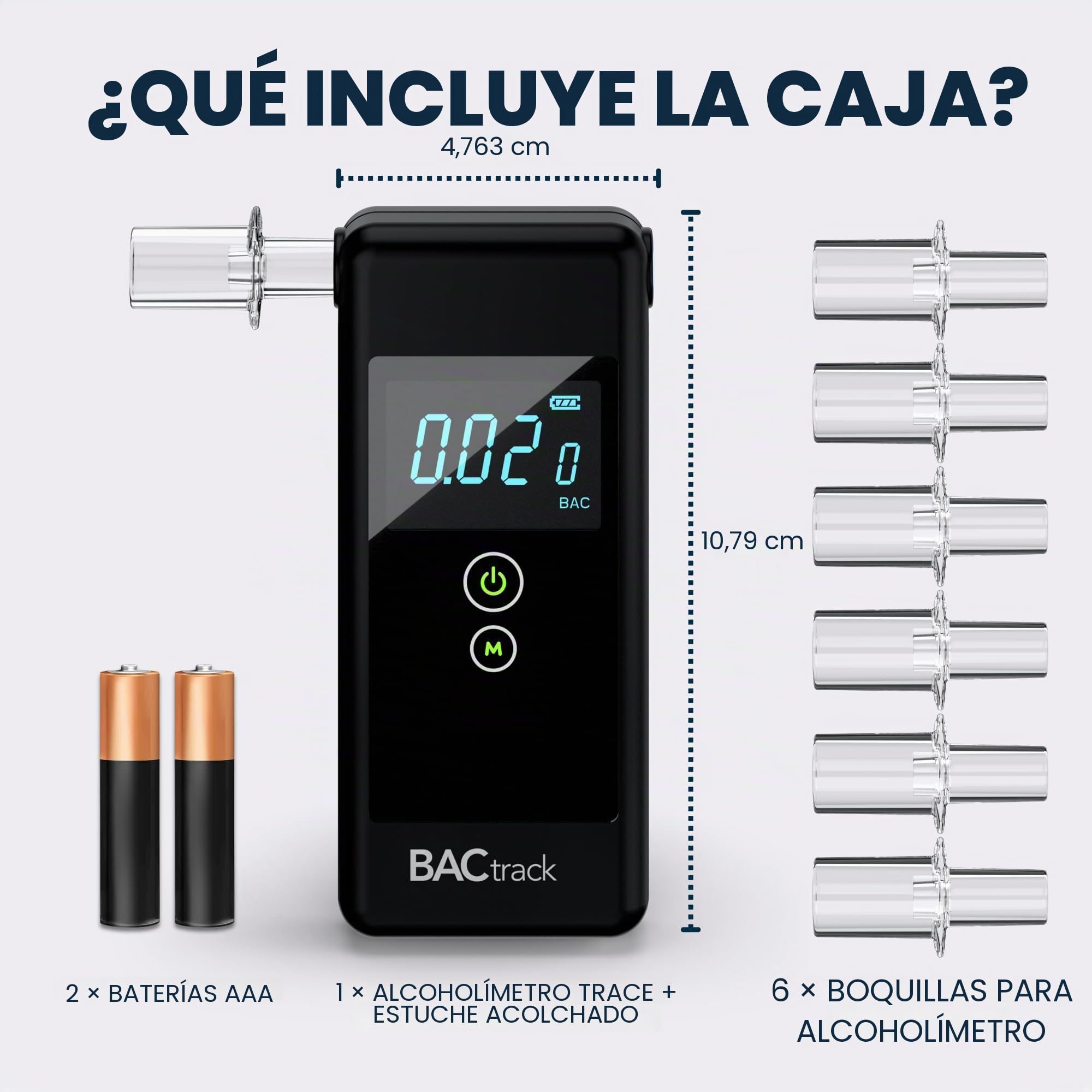 Alcoholímetro Portátil BACtrack Trace | Alta Precisión Profesional | Cumple Normas DOT y NHTSA | Ideal para Uso Personal y Profesional | Compacto y Fácil de Usar