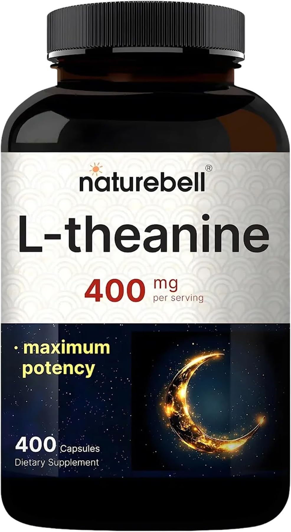 NatureBell L-Theanine Supplement - 400 Capsules - 400mg Max Potency Amino Acid Support - for Relaxation, Calm, and Focus - Non-Drowsy Free-Form Formula*